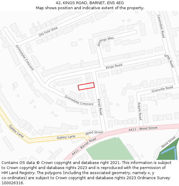 42, KINGS ROAD, BARNET, EN5 4EG: Location map and indicative extent of plot