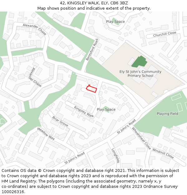 42, KINGSLEY WALK, ELY, CB6 3BZ: Location map and indicative extent of plot