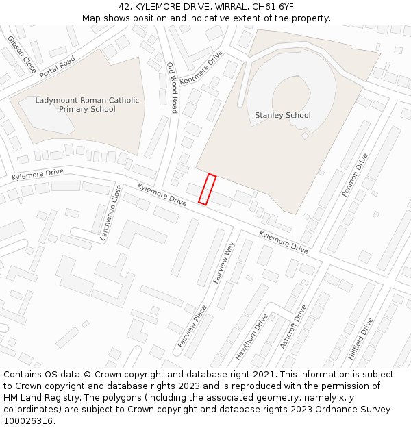 42, KYLEMORE DRIVE, WIRRAL, CH61 6YF: Location map and indicative extent of plot