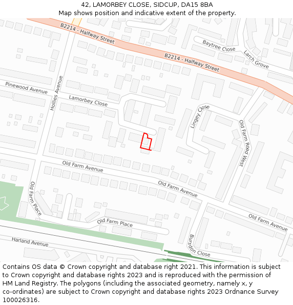 42, LAMORBEY CLOSE, SIDCUP, DA15 8BA: Location map and indicative extent of plot