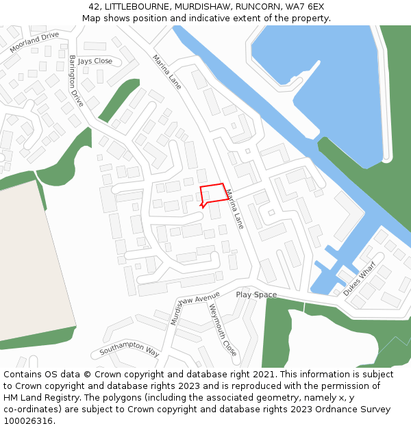 42, LITTLEBOURNE, MURDISHAW, RUNCORN, WA7 6EX: Location map and indicative extent of plot