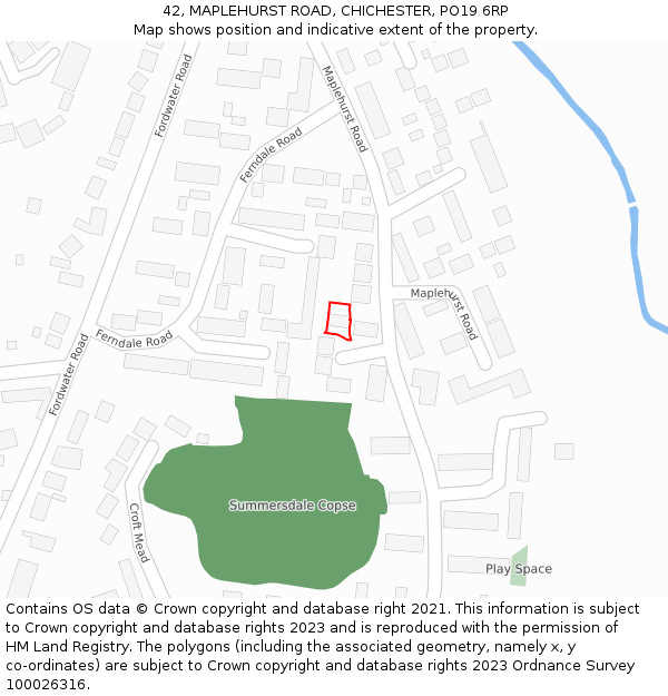 42, MAPLEHURST ROAD, CHICHESTER, PO19 6RP: Location map and indicative extent of plot