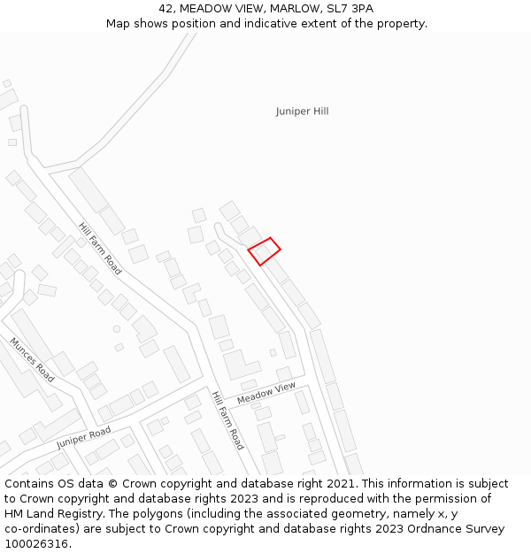42, MEADOW VIEW, MARLOW, SL7 3PA: Location map and indicative extent of plot