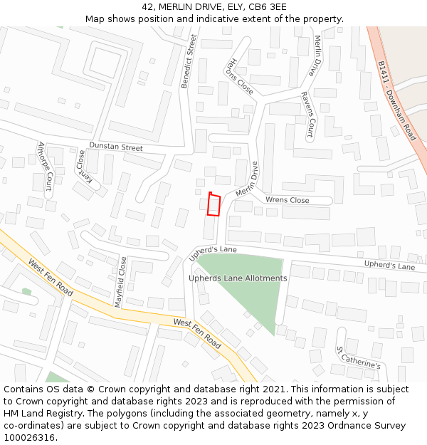 42, MERLIN DRIVE, ELY, CB6 3EE: Location map and indicative extent of plot