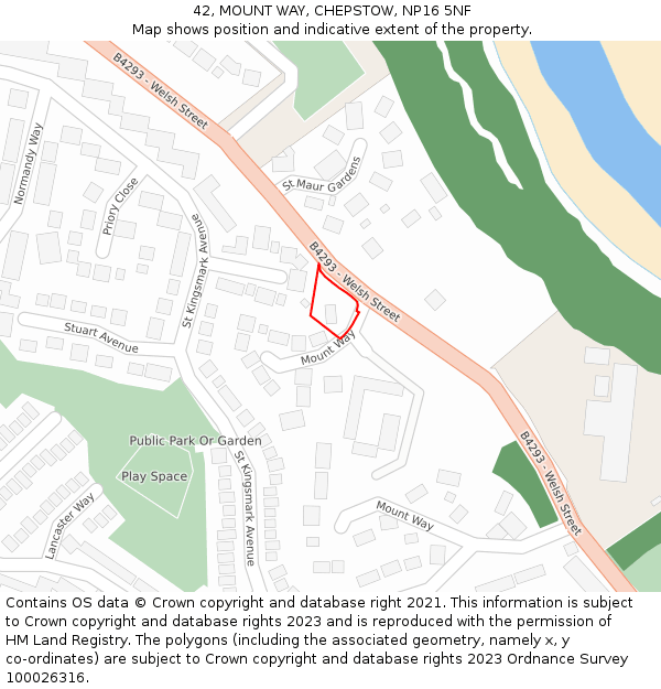 42, MOUNT WAY, CHEPSTOW, NP16 5NF: Location map and indicative extent of plot