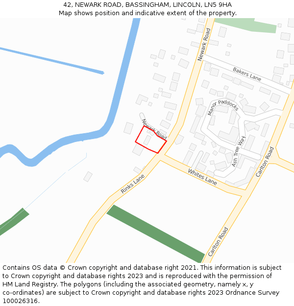 42, NEWARK ROAD, BASSINGHAM, LINCOLN, LN5 9HA: Location map and indicative extent of plot