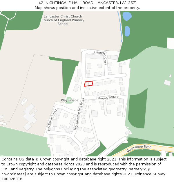 42, NIGHTINGALE HALL ROAD, LANCASTER, LA1 3SZ: Location map and indicative extent of plot