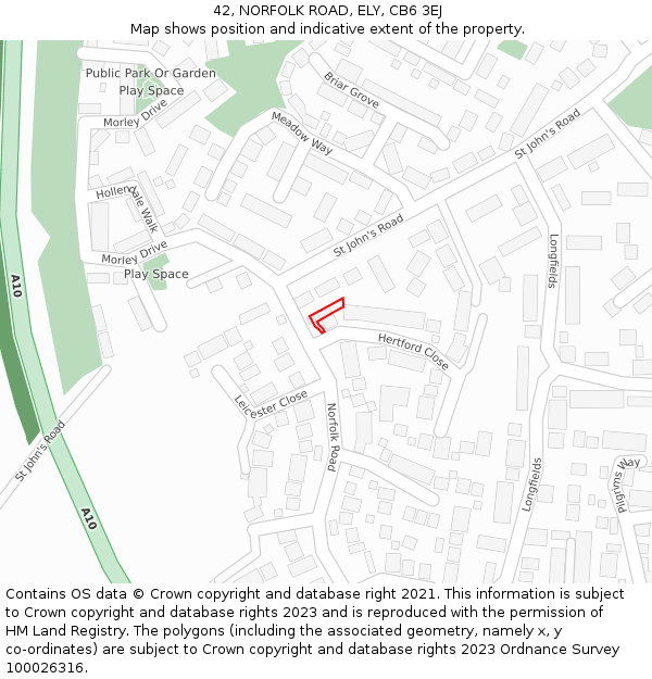 42, NORFOLK ROAD, ELY, CB6 3EJ: Location map and indicative extent of plot