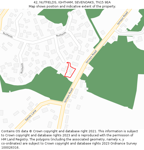 42, NUTFIELDS, IGHTHAM, SEVENOAKS, TN15 9EA: Location map and indicative extent of plot