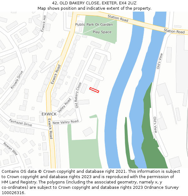 42, OLD BAKERY CLOSE, EXETER, EX4 2UZ: Location map and indicative extent of plot