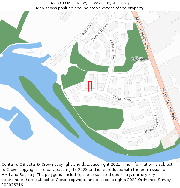 42, OLD MILL VIEW, DEWSBURY, WF12 9QJ: Location map and indicative extent of plot