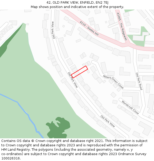 42, OLD PARK VIEW, ENFIELD, EN2 7EJ: Location map and indicative extent of plot