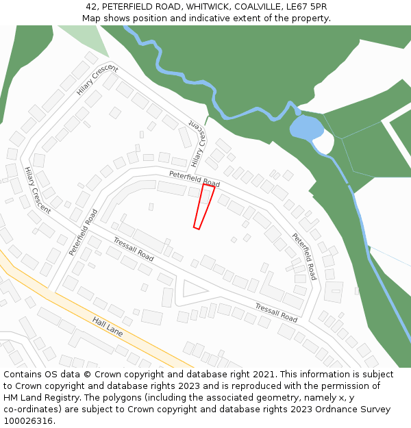 42, PETERFIELD ROAD, WHITWICK, COALVILLE, LE67 5PR: Location map and indicative extent of plot