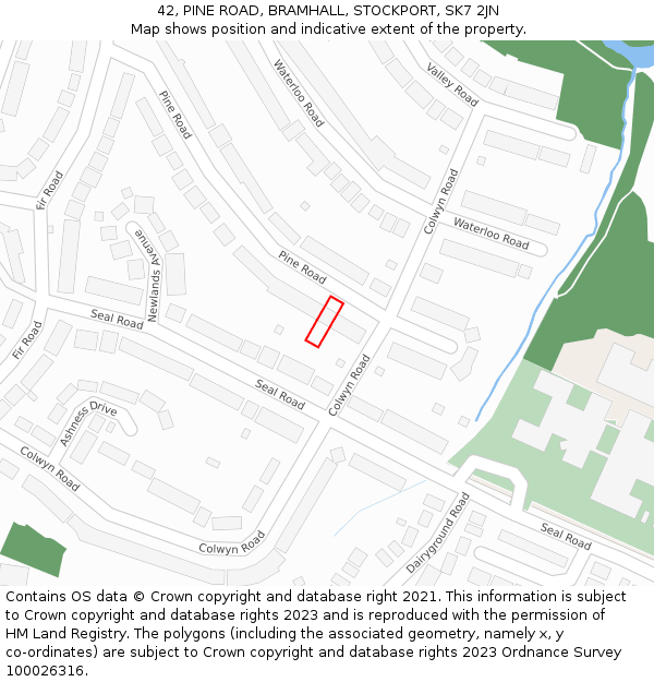 42, PINE ROAD, BRAMHALL, STOCKPORT, SK7 2JN: Location map and indicative extent of plot