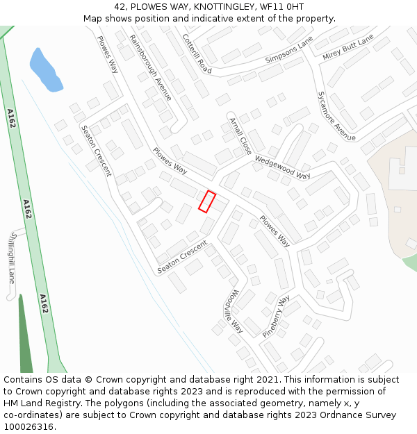 42, PLOWES WAY, KNOTTINGLEY, WF11 0HT: Location map and indicative extent of plot