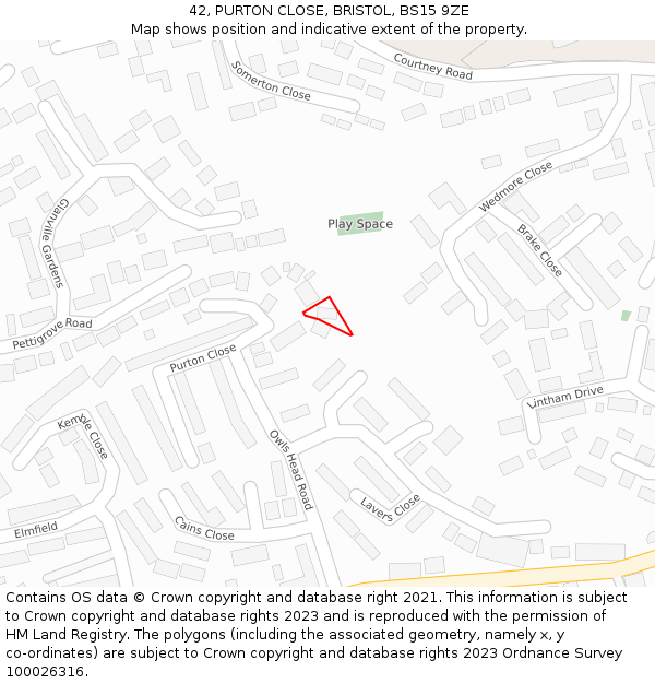 42, PURTON CLOSE, BRISTOL, BS15 9ZE: Location map and indicative extent of plot