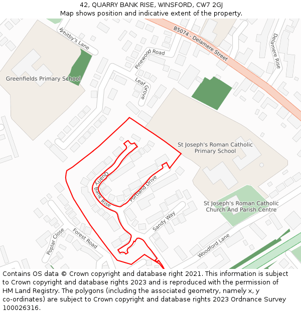 42, QUARRY BANK RISE, WINSFORD, CW7 2GJ: Location map and indicative extent of plot