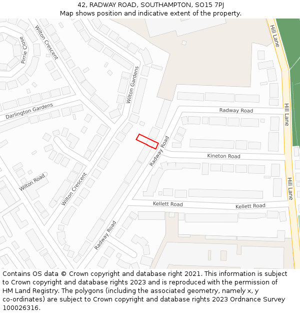 42, RADWAY ROAD, SOUTHAMPTON, SO15 7PJ: Location map and indicative extent of plot