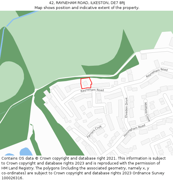 42, RAYNEHAM ROAD, ILKESTON, DE7 8RJ: Location map and indicative extent of plot