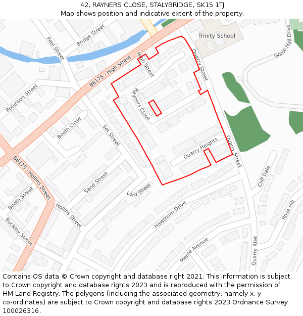 42, RAYNERS CLOSE, STALYBRIDGE, SK15 1TJ: Location map and indicative extent of plot