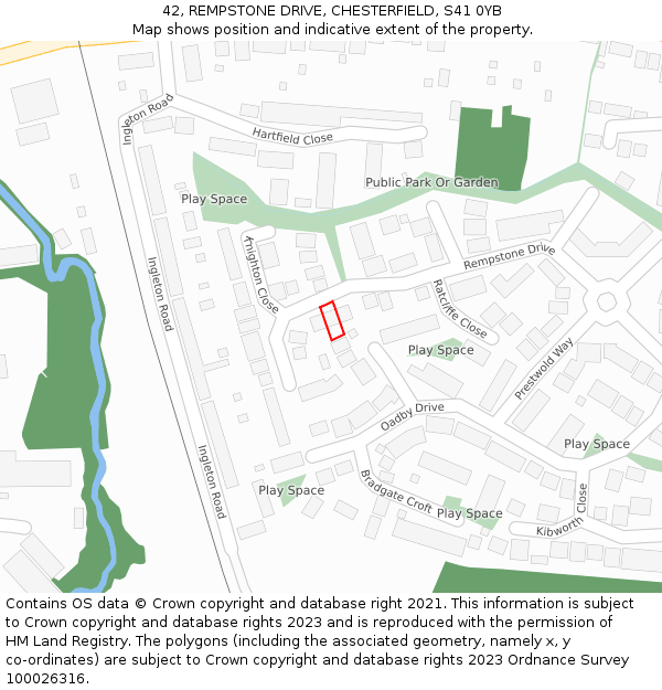 42, REMPSTONE DRIVE, CHESTERFIELD, S41 0YB: Location map and indicative extent of plot