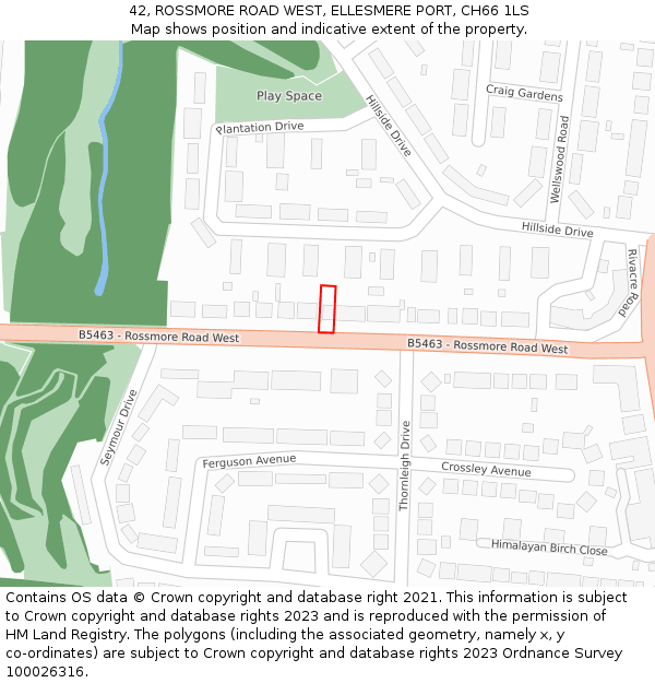 42, ROSSMORE ROAD WEST, ELLESMERE PORT, CH66 1LS: Location map and indicative extent of plot