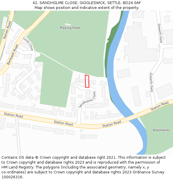 42, SANDHOLME CLOSE, GIGGLESWICK, SETTLE, BD24 0AF: Location map and indicative extent of plot
