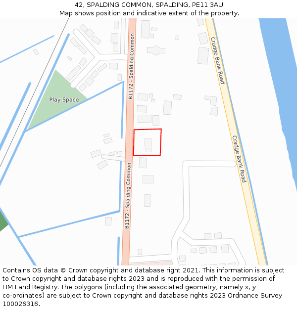 42, SPALDING COMMON, SPALDING, PE11 3AU: Location map and indicative extent of plot