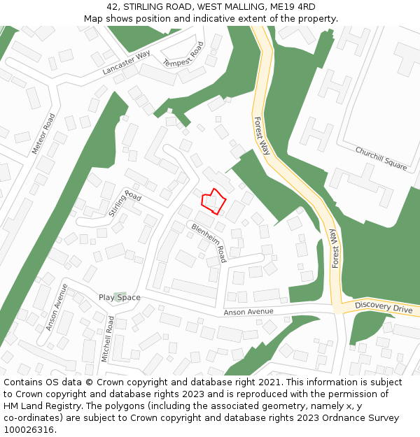 42, STIRLING ROAD, WEST MALLING, ME19 4RD: Location map and indicative extent of plot