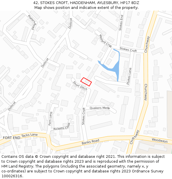 42, STOKES CROFT, HADDENHAM, AYLESBURY, HP17 8DZ: Location map and indicative extent of plot