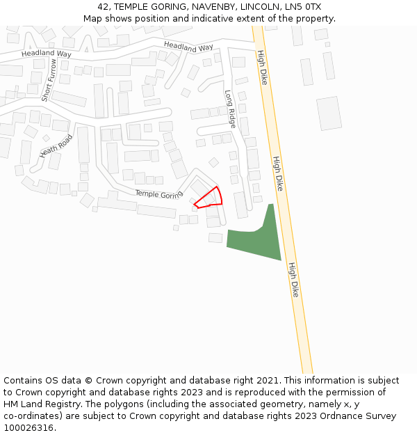 42, TEMPLE GORING, NAVENBY, LINCOLN, LN5 0TX: Location map and indicative extent of plot