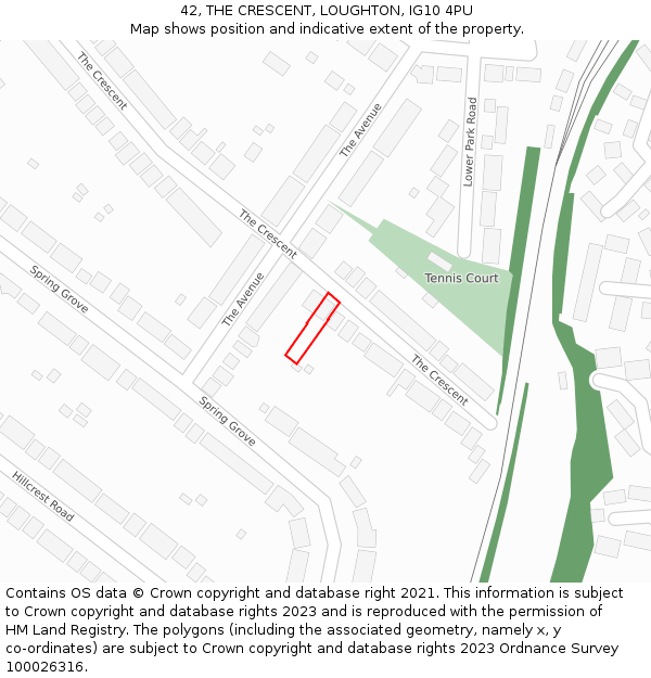 42, THE CRESCENT, LOUGHTON, IG10 4PU: Location map and indicative extent of plot