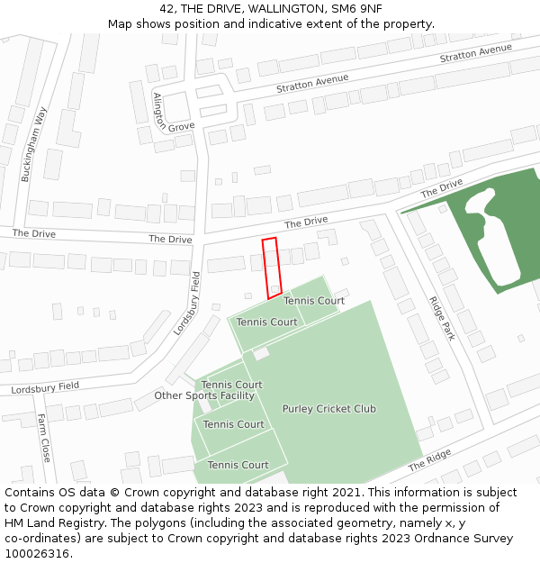 42, THE DRIVE, WALLINGTON, SM6 9NF: Location map and indicative extent of plot