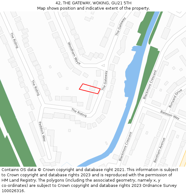 42, THE GATEWAY, WOKING, GU21 5TH: Location map and indicative extent of plot