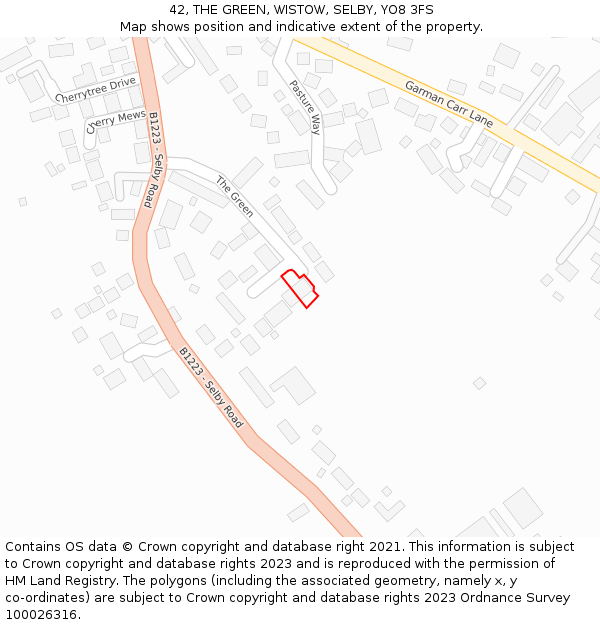 42, THE GREEN, WISTOW, SELBY, YO8 3FS: Location map and indicative extent of plot