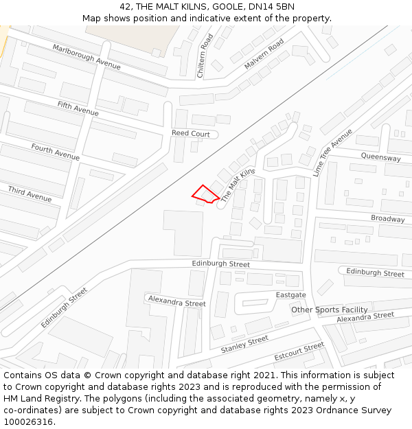 42, THE MALT KILNS, GOOLE, DN14 5BN: Location map and indicative extent of plot