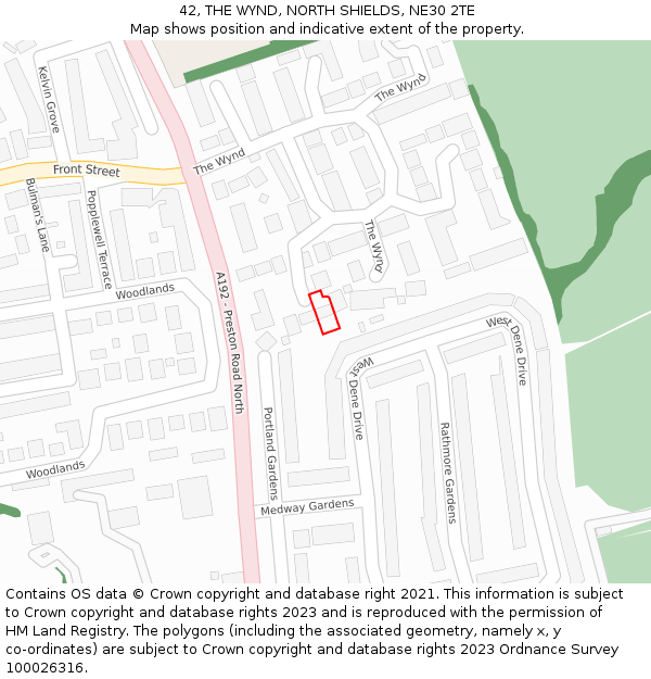 42, THE WYND, NORTH SHIELDS, NE30 2TE: Location map and indicative extent of plot