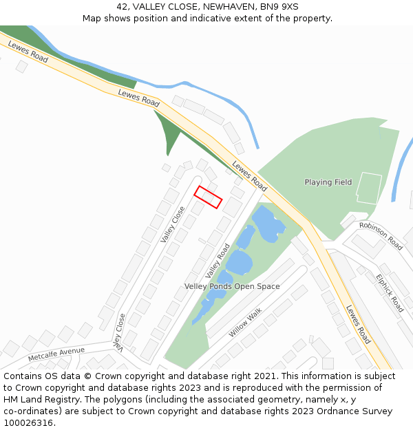 42, VALLEY CLOSE, NEWHAVEN, BN9 9XS: Location map and indicative extent of plot