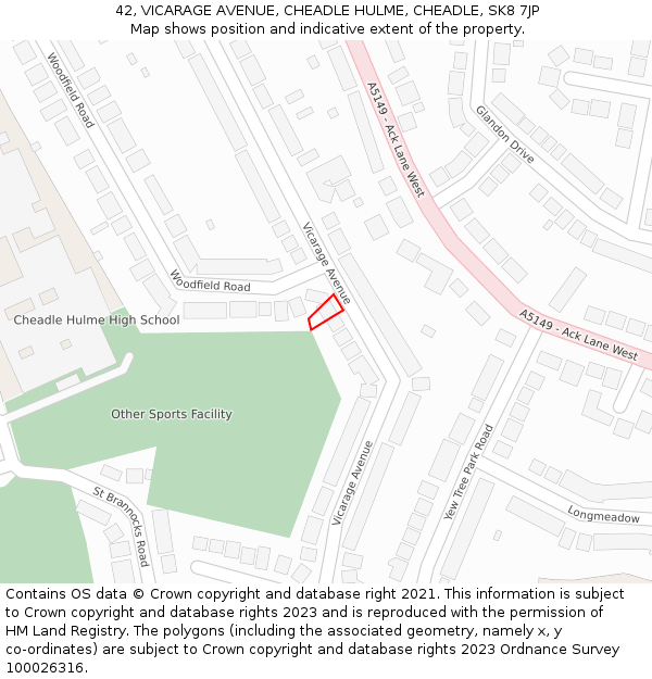 42, VICARAGE AVENUE, CHEADLE HULME, CHEADLE, SK8 7JP: Location map and indicative extent of plot