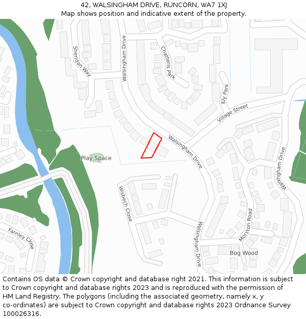 42, WALSINGHAM DRIVE, RUNCORN, WA7 1XJ: Location map and indicative extent of plot