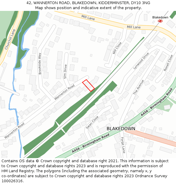 42, WANNERTON ROAD, BLAKEDOWN, KIDDERMINSTER, DY10 3NG: Location map and indicative extent of plot
