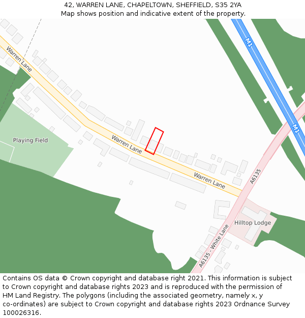 42, WARREN LANE, CHAPELTOWN, SHEFFIELD, S35 2YA: Location map and indicative extent of plot