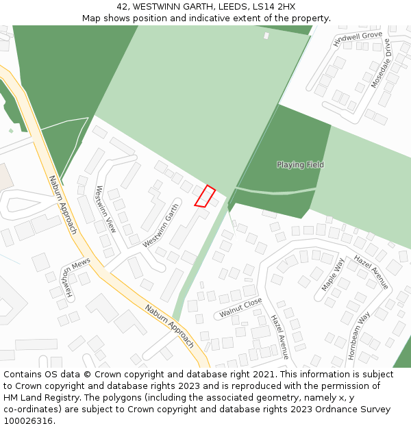 42, WESTWINN GARTH, LEEDS, LS14 2HX: Location map and indicative extent of plot