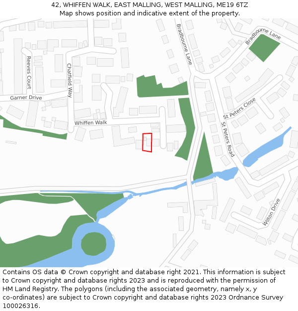 42, WHIFFEN WALK, EAST MALLING, WEST MALLING, ME19 6TZ: Location map and indicative extent of plot