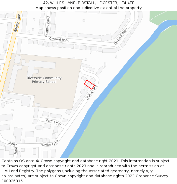 42, WHILES LANE, BIRSTALL, LEICESTER, LE4 4EE: Location map and indicative extent of plot