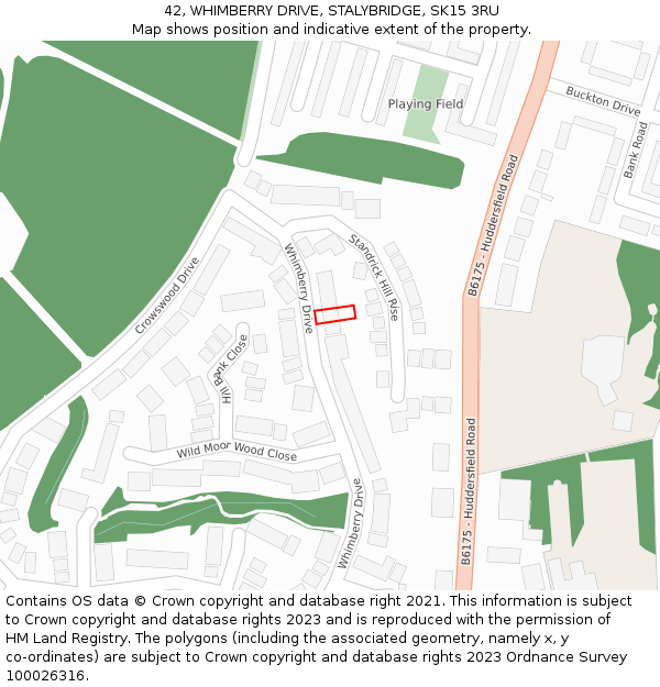 42, WHIMBERRY DRIVE, STALYBRIDGE, SK15 3RU: Location map and indicative extent of plot