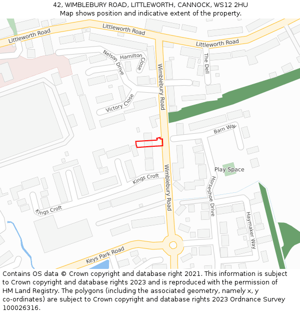 42, WIMBLEBURY ROAD, LITTLEWORTH, CANNOCK, WS12 2HU: Location map and indicative extent of plot