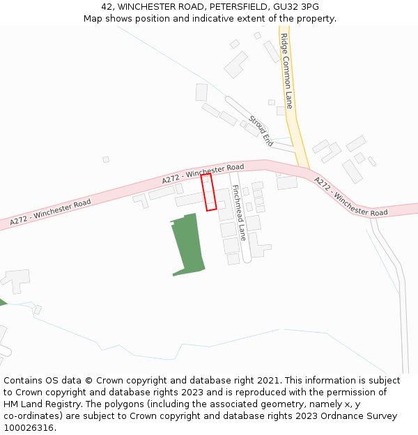 42, WINCHESTER ROAD, PETERSFIELD, GU32 3PG: Location map and indicative extent of plot