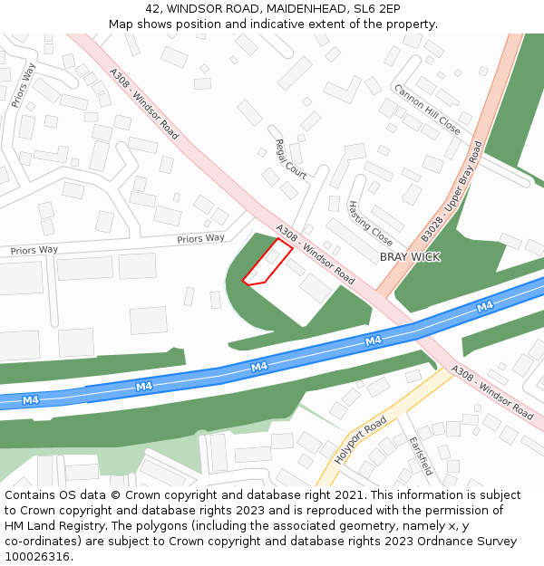 42, WINDSOR ROAD, MAIDENHEAD, SL6 2EP: Location map and indicative extent of plot