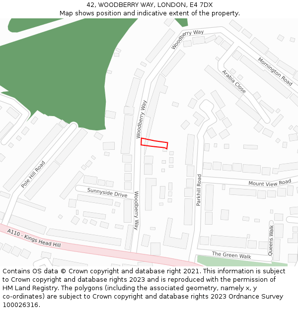 42, WOODBERRY WAY, LONDON, E4 7DX: Location map and indicative extent of plot